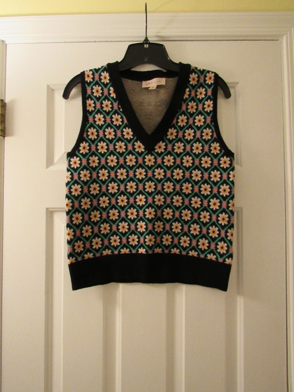 philosophy Black Floral Sweater Vest